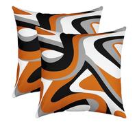 Orange Black White Geometric Throw Pillow Covers Set of 2 Decor Pillowcase for Sofa Bed Chair Car Modern Abstract Cushion Case Stripe Line Outdoor Pillows Covers Room Decor 24x24 Inch