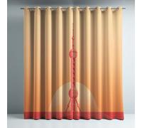 Orange Blackout Curtains for Indoor Minimalist Oriental Style Tower Eyelet Curtain with 2 Panels Window Treatments of 66 x 54 Inch Breathable for Living Room Nursery and Bedroom with Quick Dry