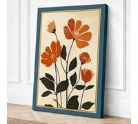 Orange Blooms and Foliage Canvas Wall Art Print 18x12 Inch