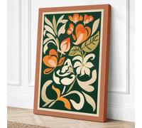 Orange Blooms, Art Nouveau Canvas Wall Art Print 24x16 Inch (61 x 41 cm)