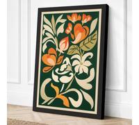 Orange Blooms, Art Nouveau Canvas Wall Art Print 36x24 Inch (91 x 61 cm)