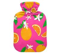 Orange Blossom Fruit Pink Hot Water Bottle with Cover for Pain Relief Hot Water Bed Warmer for Arthritis, 1L
