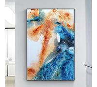 Orange Blue Canvas Wall Art Abstract Modern Painting Blue and Orange Pictures Colorful Pastel Wall Art Abstract Watercolor Print Bright Colors Artwork Colorful Modern Painting for Room 16x24inch No