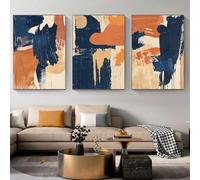 Orange Blue Canvas Wall Art Minimalist Boho Modern Paintings Navy Blue Gold Beige Abstract Pictures Mid Century Abstract Wall Art Terracotta Blue Orange Painting Modern Abstract Print 16x24in No Frame