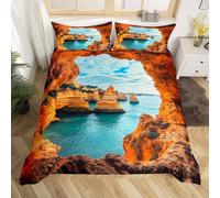 (Orange Blue, Double(No Comforter)) Homewish Dolphin Duvet Cover 3D Dolghin Print Comforter Cover,Ocean Creature Sea Animlas Double Bedding Set,Purple Starry Sky Moon Bed Cover Seaside