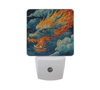 Orange Blue Dragon Night Light Dusk to Dawn Sensor LED Night Dimmable Nightlight Lights Plug into Wall for Bedroom