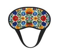 Orange Blue Flower Sleep Mask for Women Men Soft Blackout Eye Mask | Mandala Floral Eye Cover for Sleeping Adjustable Strap Travel Blindfold for Home Office