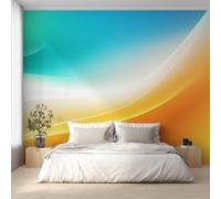 Orange Blue Gradient Photo Wallpaper, Modern Minimalism Line Ombre Wallpaper Mural, 150X105cm Wall Paper for Bedroom Living Room, Non-Woven Wall Mural Room Decor EL&D57
