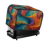 Orange Blue Green 2 Slice Toaster Cover,Abstract Stained Glass Mosaic Small Kitchen Appliance Bread Machine Cover with Pockets,Dust & Fingerprint Protection