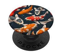 Orange Blue Japanese Koi Fish Zen Buddhist Art Pattern Gift PopSockets Grip and Stand for Phones and Tablets