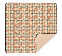 Orange Blue Plaid Cute Cats Cute Foldable Baby Activity Play Mat for Floor Non-Toxic Tummy Time Activity Mat for Babies Infants Toddlers, 50'' x 50''