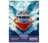 Orange Boat Breaking Waves Jigsaw Puzzles for Adults Interesting Puzzle Game 1000 Jigsaws Brain Challenge Home Decoration Gifts 38x26cm/1000pcs