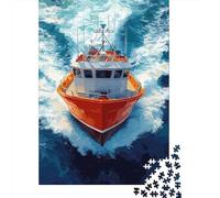 Orange Boat Breaking Waves Jigsaw Puzzles for Adults Interesting Puzzles 1000 Jigsaws Brain Challenge for Adults Gifts 1000pcs (75x50cm)