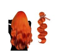 Orange Body Wave Hair Bundles, One bundle 10-28 Inch Brazilian Human Hair Weave Bundles Wave Curly Remy Hair Extensions(26inches)