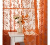 Orange Bohemian Curtains 102 Inches Long - Rust Retro Lace Fall Curtains for Living Room, Rod Pocket, Autumn Farmhouse Halloween Decor for Home Office Patio Sliding Door 52 x 102, Burnt Orange