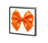 Orange Bow Lapel Pin, Metal Square Lapel Pins, Fashion Badge for Shirts, Jackets, Hats