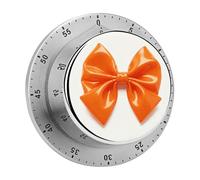 Orange Bow Mechanical Kitchen Timer Digital Timer with Magnetic Base 60-Minute Visual Countdown Stainless Steel Timers for Cooking, Baking, Eggs & Classroom Use, Loud Alarm