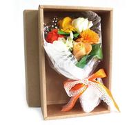 Orange Boxed Hand Soap Flower Bouquet - Elegant Gift Set