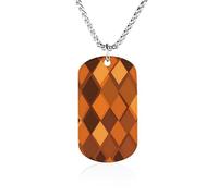 Orange Brown Argyle Plaid Men's Pendant Necklace for Women Customizable Jewelry Dog Tag Memorial Necklaces