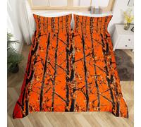(Orange Brown Yellow, Double(No Comforter)) Homewish Hunting Bear Deer Comforter Cover Army Green Camo American Flag Bedding Set Double For Kids Boys Teen Men,Woodland Hunting Theme Duvet Cover