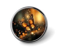 Orange Butterfly Badges Pin, Personalized Exquisite Round Badge, 1 Inch Button Pins for Women And Men, Decorative Metal Round Brooch for Clothing, Backpacks, And Hats
