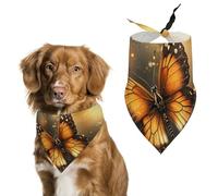 Orange Butterfly Dog Bandana, Soft Breathable Pet Scarf, Personalized Dog Bib Kerchief for Small Medium Large Dogs Cats, Exquisite Pet Neckerchief for Daily Wear, Travel, Party