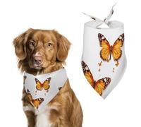 Orange Butterfly Dog Bandana Triangle Dog Scarf Washable Polyester Dog Bibs Cute Pet Bandana for Medium Large Dogs Puppy and Cats
