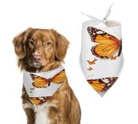 Orange Butterfly Dog Bandanas Adjustable Large Pet Washable Scarves Cat Dogs Kerchief Triangle Bibs Scarf Daily Handkerchief Pet Bibs Holiday Bandana for Small Medium Large Dogs