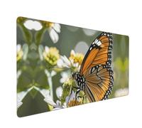 Orange Butterfly Gaming Mouse Pad, 35.5 x 16 inch Large Extended Computer Keyboard Mouse Mat Pad, Non-Slip Mousepad, Table Protector Blotter Mat,Laptop Desk Mat for Office Home