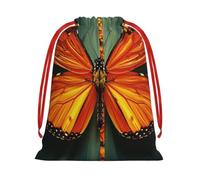 Orange Butterfly Gift Bags with Drawstrings, L | Soft Velvet Pouch Storage, Sack Xmas Storage Bag Perfect for Party Wedding Christmas