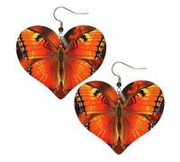 Orange Butterfly Leather Earrings for Women Heart Earring Lightweight Dangle Earrings Jewelry Gifts, One Size, No Gemstone