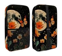 Orange Butterfly Moon Botanical Floral Plant Pickleball Paddle Bag for Women Men, Pickleball Paddle Cover Holds 2 Paddle and 4balls