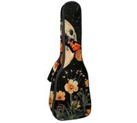Orange Butterfly Moon Botanical Floral Plant Ukulele Case, Padded Bag for 23 Inch Concert Ukulele, Waterproof & Durable