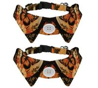 Orange Butterfly Moon Flower Aesthetic Retro Pattern Dog Collar Bowtie, Comfortable Adjustable Dog Bow Tie Collar for Small Boys and Girls Pets