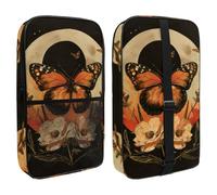 Orange Butterfly Moon Flower Aesthetic Retro Pattern Pickleball Paddle Cover with Mesh Pocket for Accessories, Fits 2 Paddles and 4balls