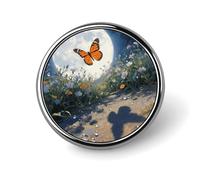Orange Butterfly Moon Flower Button Pins Round Badges Lapel Pins