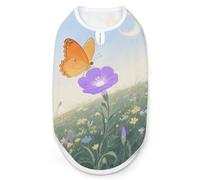 Orange Butterfly Moon Flower Dog Shirt for Small Medium, Breathable Pet Vest Sleeveless Dog Cat T-Shirt, Soft Stretchy Fabric & UV Protection, All-Season Pet Clothes for Walking