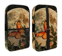 Orange Butterfly Moon Flower Pickleball Paddle Cover with Mesh Pocket for Accessories, Fits 2 Paddles and 4balls