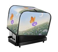 Orange Butterfly Moon Flower Toaster Cover 2 Slice, Waterproof Bread Machine Covers with Pockets Universal Size Kitchen Small Appliance Cover with Handle, Dust and Fingerprint Protection