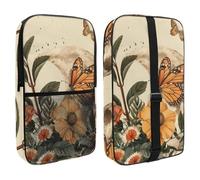 Orange Butterfly Moon Flower Vintage Pattern Pickleball Paddle Bag with Mesh Pocket, Protable Pickleball Paddle Cover for Women Men