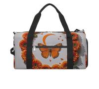 Orange Butterfly Moon Gym Bag for Men Women, Waterproof Gym Tote Bags, Large Duffel Bag for Travel Workout
