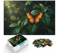 Orange Butterfly on Green Leaves Jigsaw Puzzle for Adults, 1000 Piece | For puzzle time at home: Adult jigsaw puzzle with 1000 pieces offers a classic activity for adults.