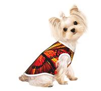 Orange Butterfly print Dog Shirts for Small Dogs Stretchy T-Shirts Lightweight Tank Top Sleeveless Striped Vest