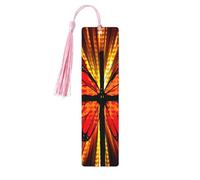 Orange Butterfly Print Reading Page Markers Bookmarks, 5pcs Wood Bookmarks with Tassels, Gifts for Book Lovers