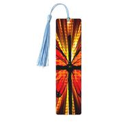 Orange Butterfly Print Reading Page Markers Bookmarks, 5pcs Wood Bookmarks with Tassels, Gifts for Book Lovers