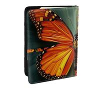 Orange Butterfly Printed Passport Holder - 6.5 x 4.5 Inch RFID Blocking Travel Wallet,Stylish Passport Cover,Lightweight Document Organizer for Cards