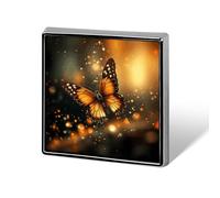 Orange Butterfly Square Badges Metal Memorial Pins Exquisite Button Badge Lapel Pins Fashion Square Brooch Crafts Gifts Clothes Decorative Pin for Adult Brooch