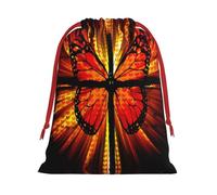 Orange Butterfly Ultra Soft Velvet Gift Bag, Comfortable To The Touch, Reusable