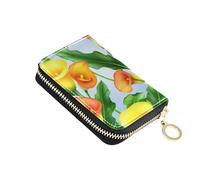 Orange Calla Lilies Green Floral Women's Wallets Leather RFID Blocking Credit Card Holders Zip Around Travel Wallet with Zipper