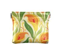 Orange Calla Lily Flowers Fashion Women's Leather Coin Purses Pouches Fancy Pocket Purse Makeup Bag for Men Women Travel bolsas para monedas de Mujer